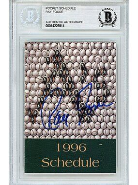 Ray Fosse Signed 1996 Oakland Athletics Pocket Schedule Beckett BAS Slabbed Auto